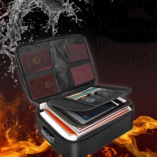 Emergency document organizer open with documents